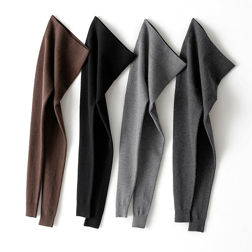 Damen Thermo-Feinstrick-Leggings mit hoher Taille und geripptem Knöchelabschluss Drune