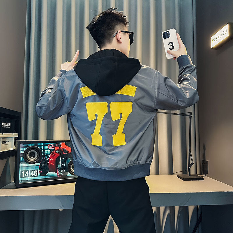 Herren Modische Kapuzenjacke mit buntem Druck Drune