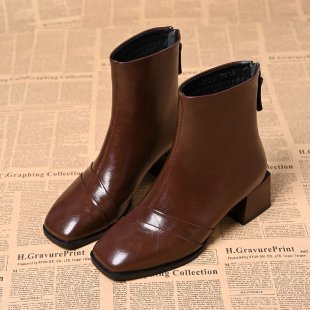 Damen Elegante Stiefeletten mit Blockabsatz Drune