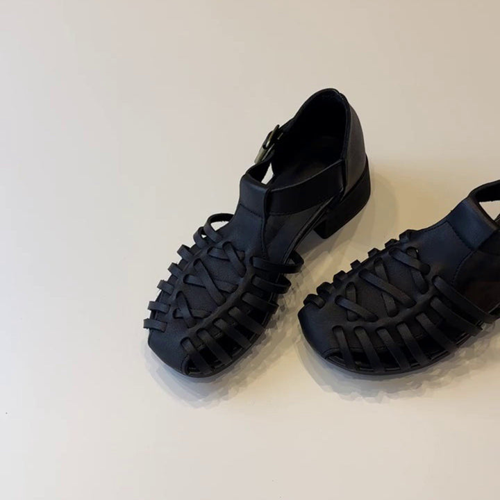 Damen Sandalen im trendigen Gitterdesign mit Blockabsatz Drune