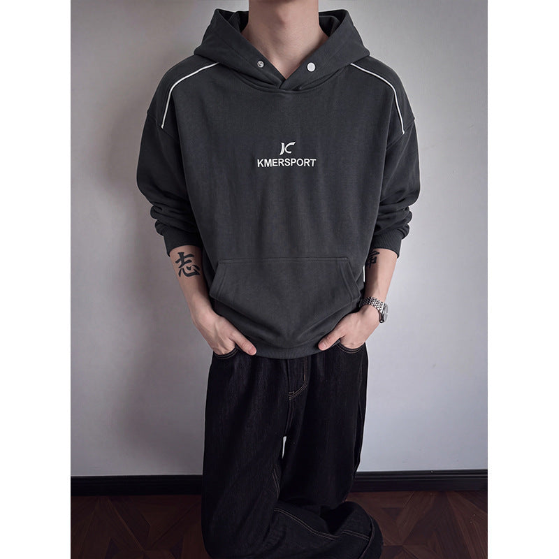 Herren Lässiger Kapuzenpullover im Sportstyle mit Kontrastpaspel und Kängurutasche Drune