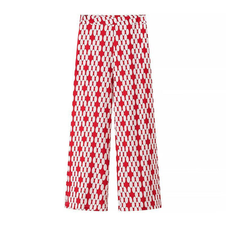 Damen Weite Palazzo-Hose mit modernem geometrischem Muster Drune