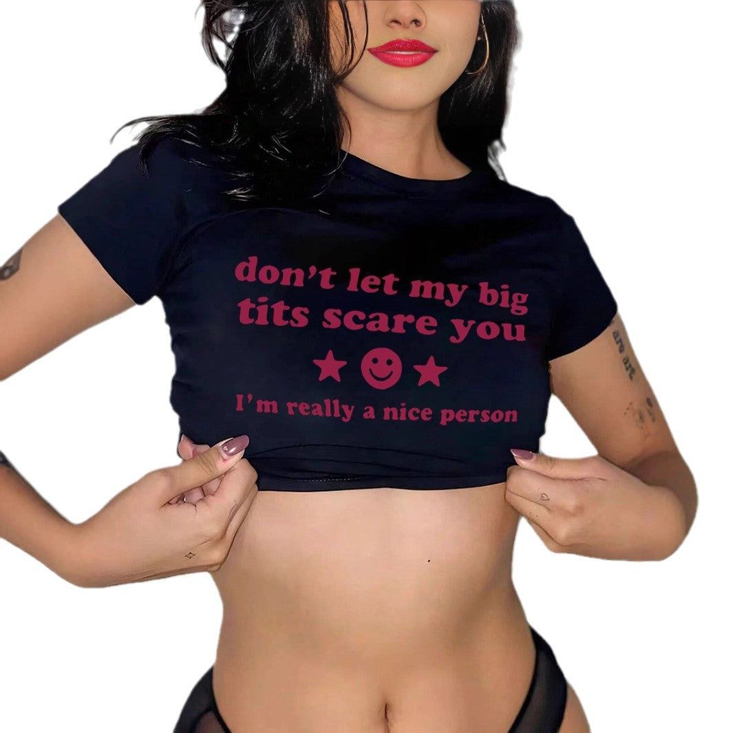 Damen Crop-T-Shirt mit inspirierendem Schriftzug Drune