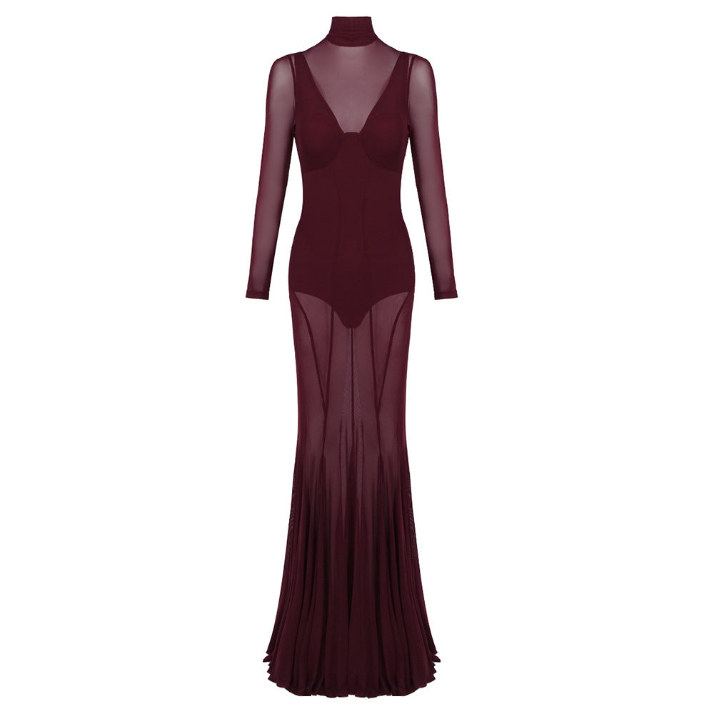 Damen Elegantes und transparentes Abendkleid Drune