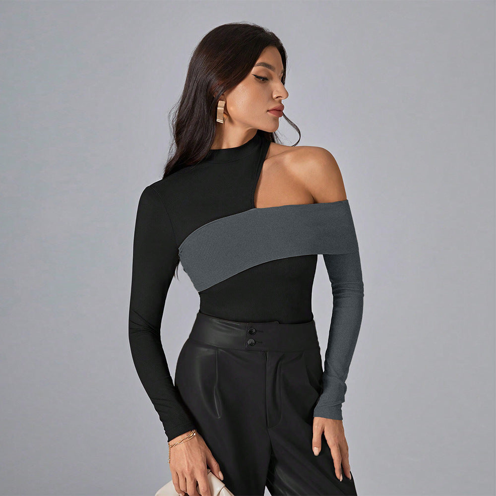 Damen asymmetrisches Langarmshirt mit stilvollen Cut-Out-Details Drune
