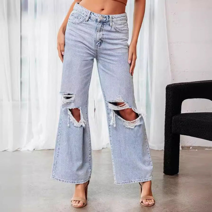 Damen Jeansjacke mit lässigem Schnitt und fransigem Saum Drune
