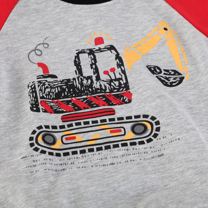 Buben Sweatshirt mit kreativem Bagger-Motiv Drune