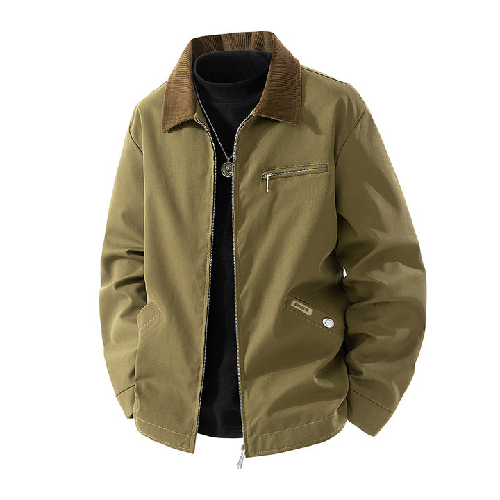 Herren Modische Übergangsjacke mit Cordkragen Drune