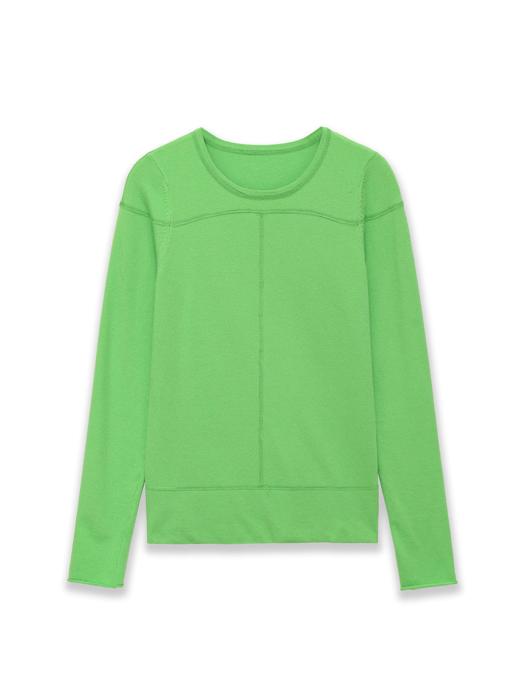 Damen Feiner Langarm-Strickpullover mit Rundhalsausschnitt und Flatlock‑Naht Drune