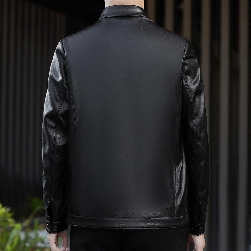 Herren elegante Kunstlederjacke mit praktischen Taschen Drune