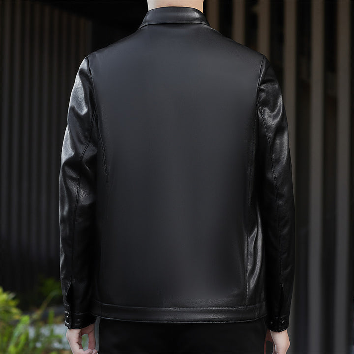 Herren elegante Kunstlederjacke mit praktischen Taschen Drune