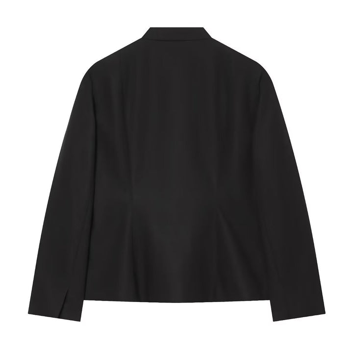 Damen Kurze taillierte Jacke mit Mandarin-Kragen und dekorativen Knotenverschlüssen Drune