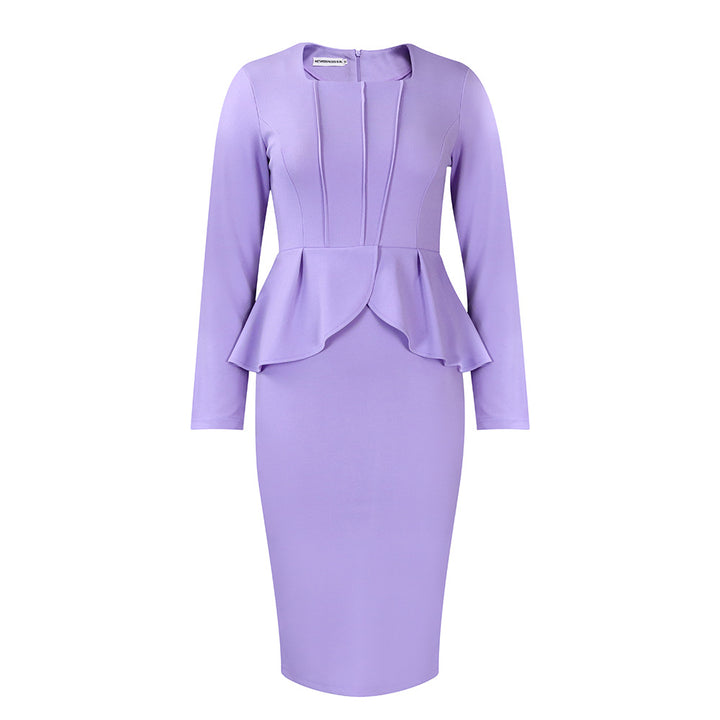 Damen Etuikleid mit Peplum und langem Arm Drune