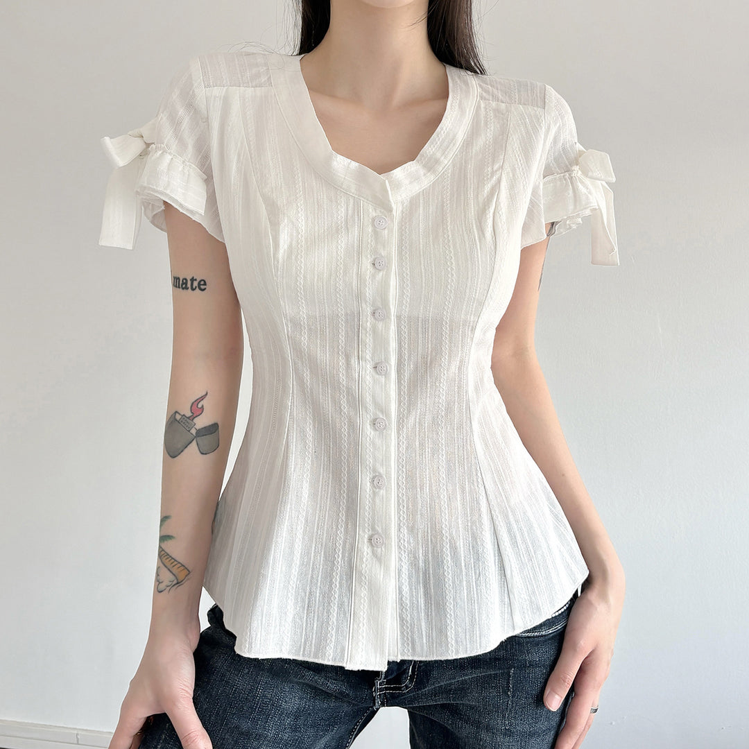 Damen Blusenshirt mit modischem Schnitt und Rüschendetails Drune