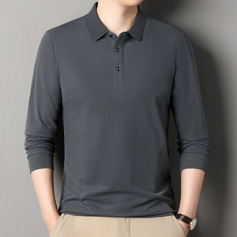 Herren Langarm‑Polo aus atmungsaktivem Baumwoll‑Stretch mit feinem Polokragen Drune