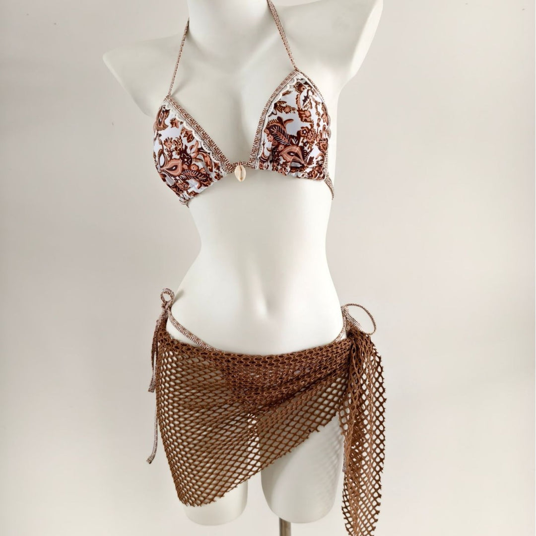 Damen Triangel-Bikini mit modischen Netzrock-Details Drune