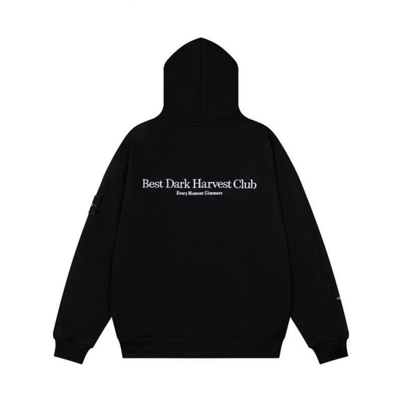 Unisex Oversize Kapuzenpullover mit Gothic-Kreuz-Print, Kängurutasche und Rippbündchen Drune