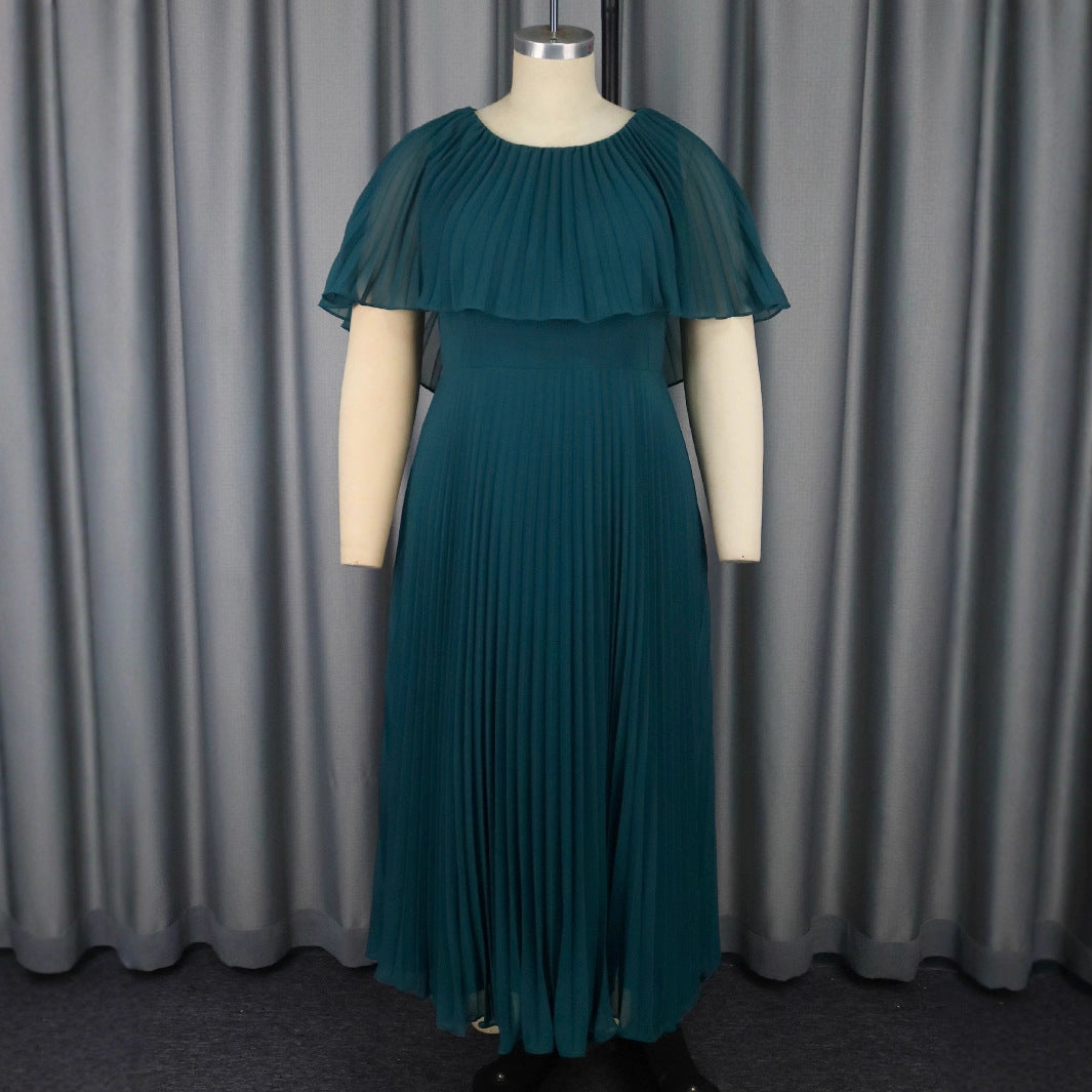 Damen Plissiertes Maxikleid mit eleganten Drapierungen Drune