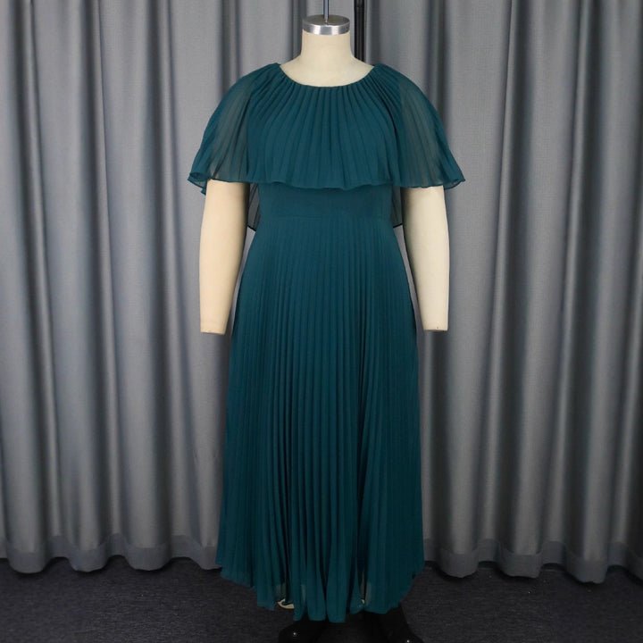 Damen Plissiertes Maxikleid mit eleganten Drapierungen Drune