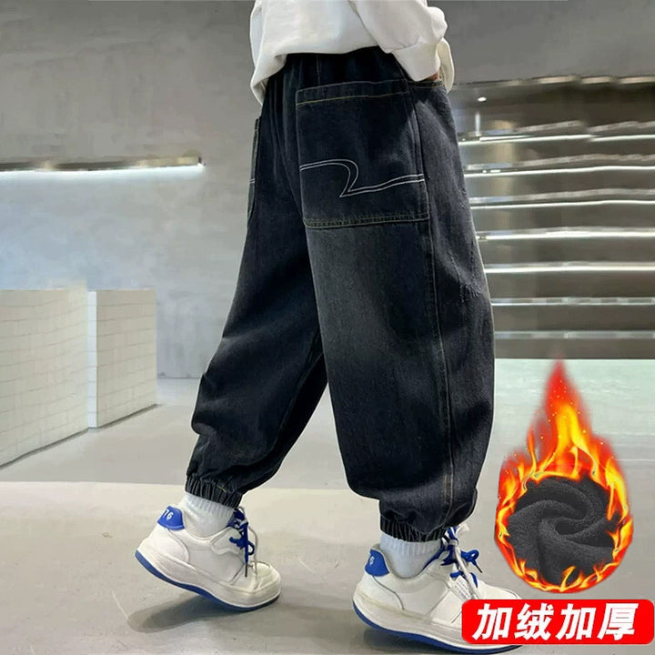 Unisex lässige Baggy-Jeans mit Gummizug Drune