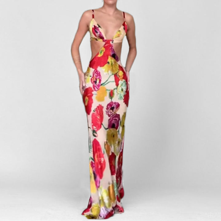 Damen Elegantes Maxikleid mit floralem Schnitt und Cut-Out-Design Drune