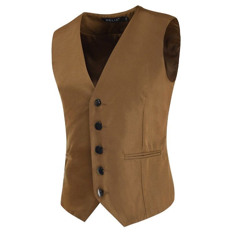 Herren Satin-Smokingsweste mit taillierter Passform, V-Ausschnitt und eleganter Knopfleiste Drune