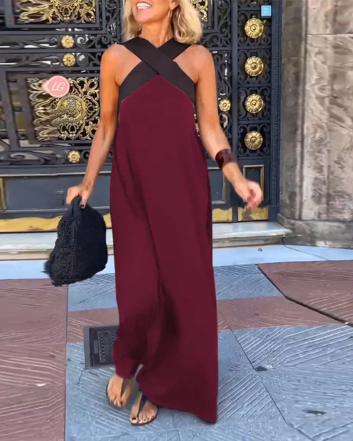Damen Maxikleid mit modernem X-Trägerdesign Drune