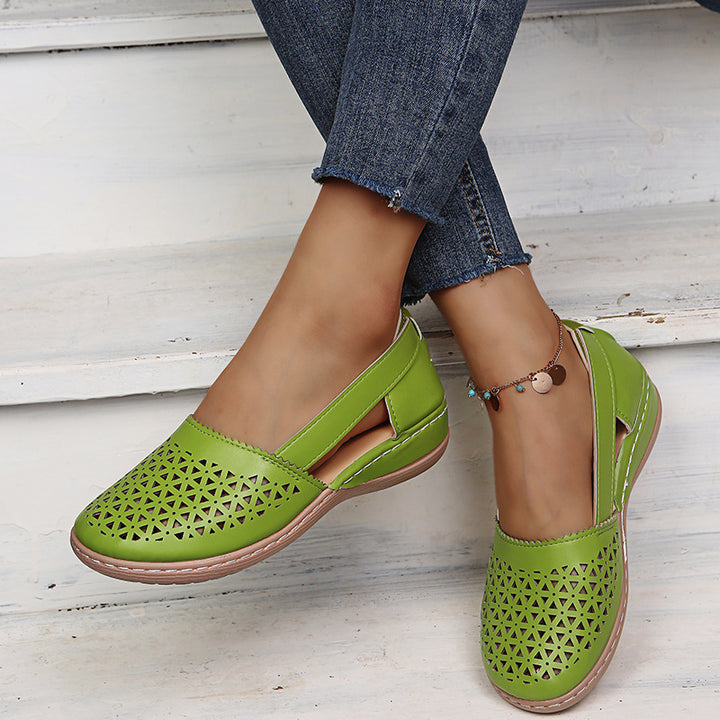 Damen  perforierte Slipper-Pumps mit seitlichen Cut-Outs elastischem Fersenband und dämpfender Komfortsohle Drune