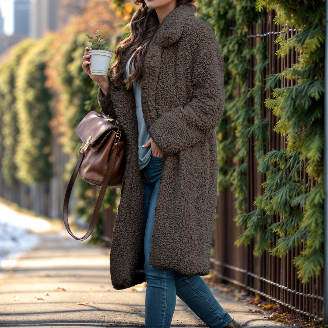 Drune | Damen Übergröße Teddyjacke mit Futterkragen