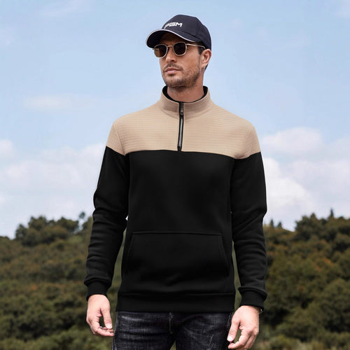 Herren funktionale Sweatjacke mit hochschließendem Kragen und praktischer Kängurutasche Drune