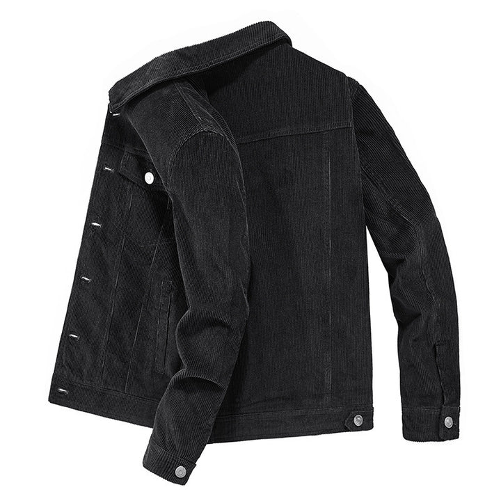 Herren Feincord-Workerjacke im Trucker-Schnitt mit verdeckter Knopfleiste Drune