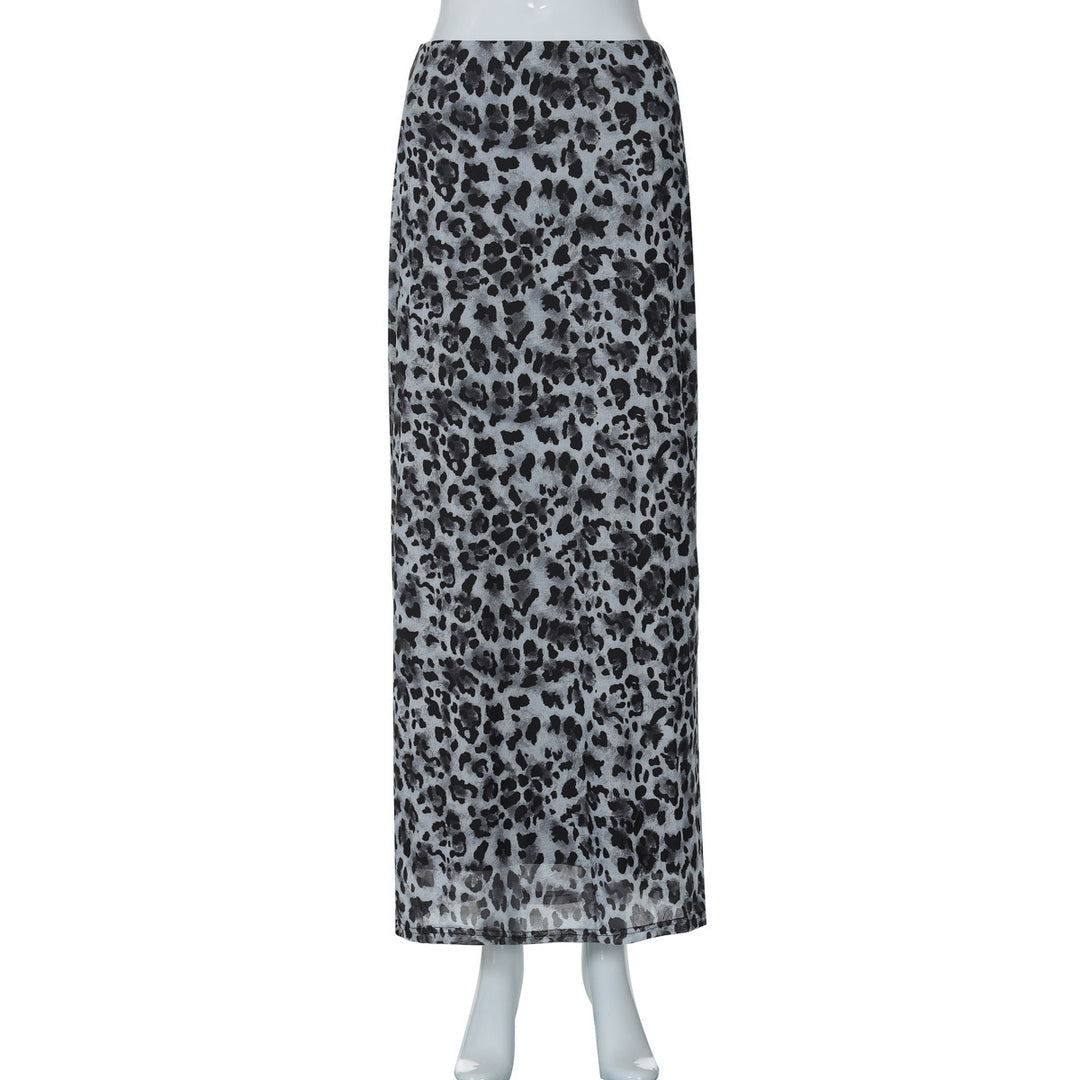 Damen Maxi-Rock mit elegantem Leoprint und hohem Schlitz Drune