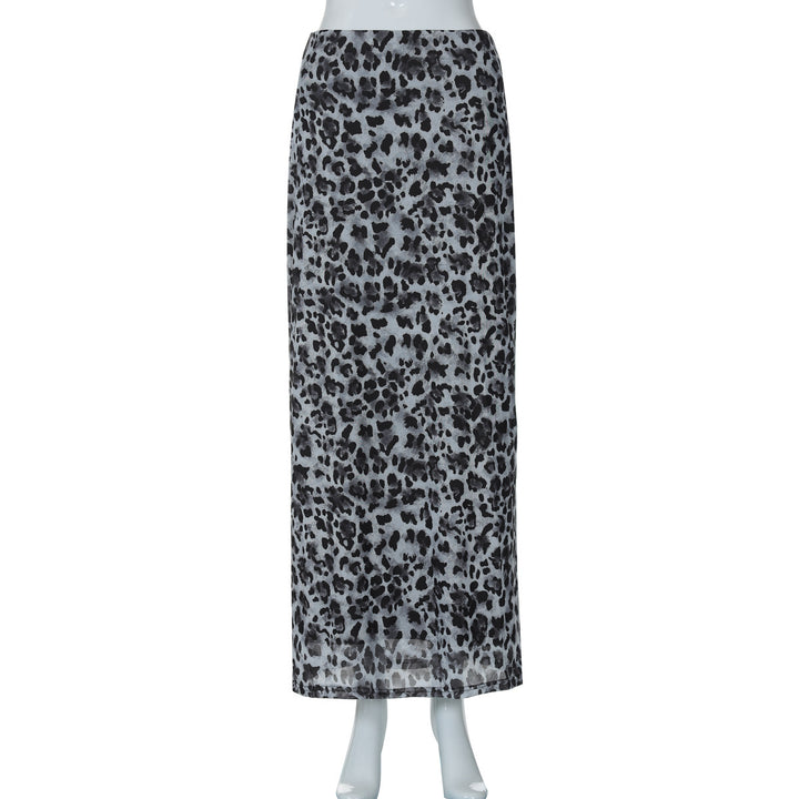 Damen Maxi-Rock mit elegantem Leoprint und hohem Schlitz Drune