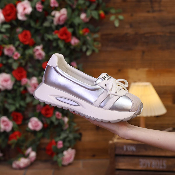 Damen Komfortable Sneakers im modischen Mix aus Leder und Textil Drune