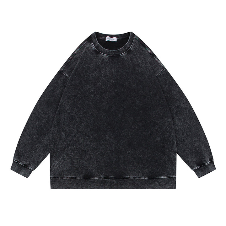 Unisex Oversize Mineralwash Rundhals-Sweatshirt mit Raglanärmeln und gerippten Bündchen Drune
