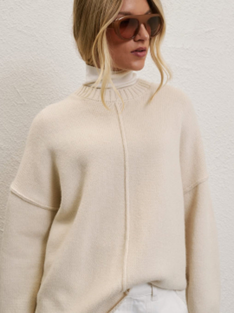 Damen Oversized Rollkragenpullover mit verdeckter Mittelnaht Drune
