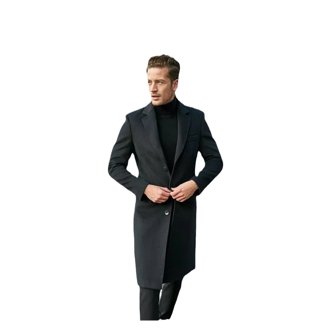Herren eleganter lange Wool Blend Mantel Drune