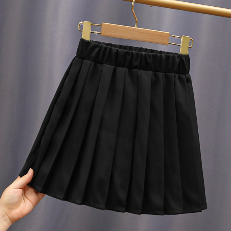 Mädchen elegante Rüschenbluse mit Kragen und dazu passendem Faltenrock Drune