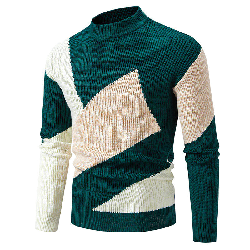 Damen modischer Stehkragenpullover mit geometrischem Muster Drune
