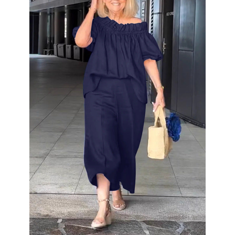 Damen luftige Sommerbluse mit off-shoulder Design und lässigen Ärmeln Drune