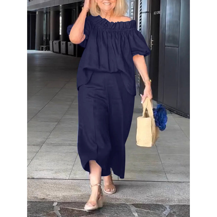 Damen luftige Sommerbluse mit off-shoulder Design und lässigen Ärmeln Drune