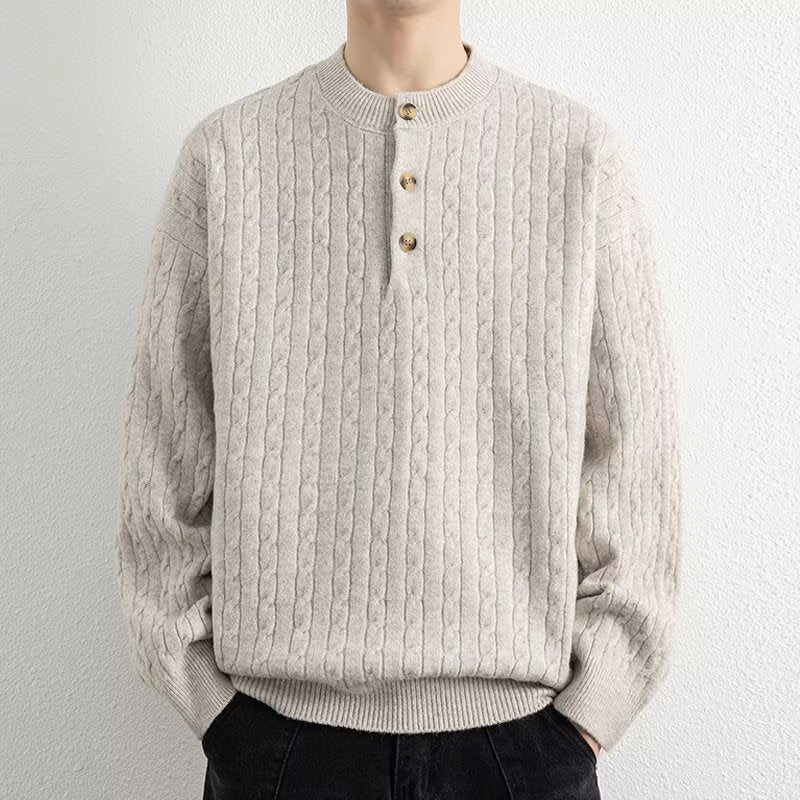 Herren Grobstrickpullover mit Knopfleiste Drune 1787964769