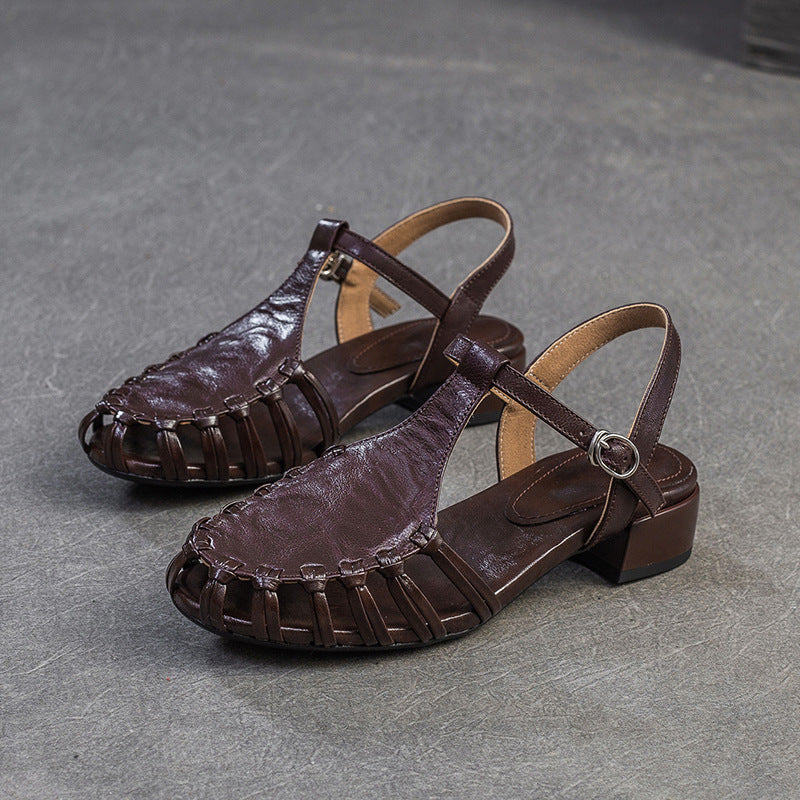 Damen Sandalen mit geflochtenem Designelement und bequemem Blockabsatz Drune