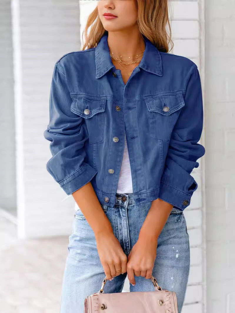 Damen Kurze Denimjacke mit modischem Schnitt Drune