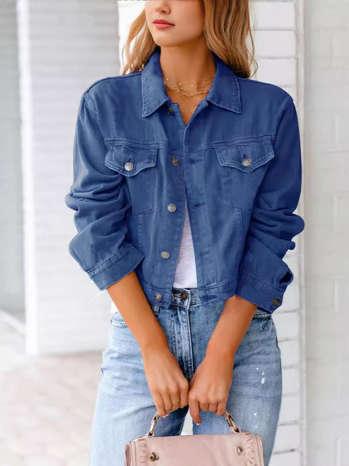 Damen Kurze Denimjacke mit modischem Schnitt Drune