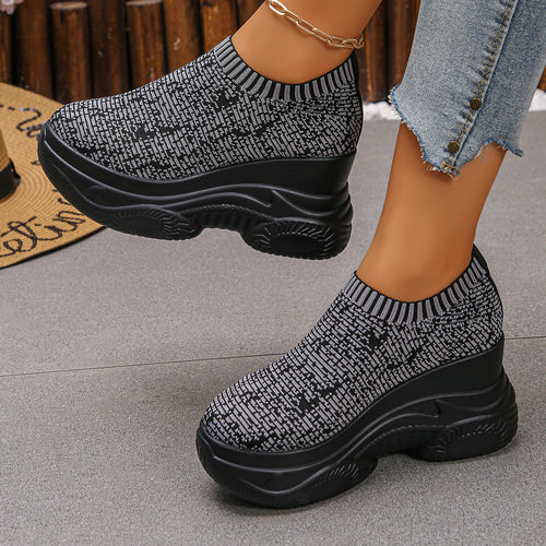 Damen Strick‑Sock‑Sneaker mit hohem Plateau und rutschfester Profilsohle Drune