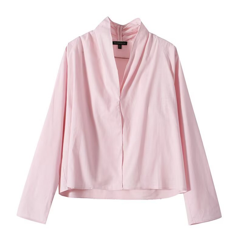 Damen Leichte Viskose‑Bluse mit offenem Schalkragen und kastiger Silhouette Drune
