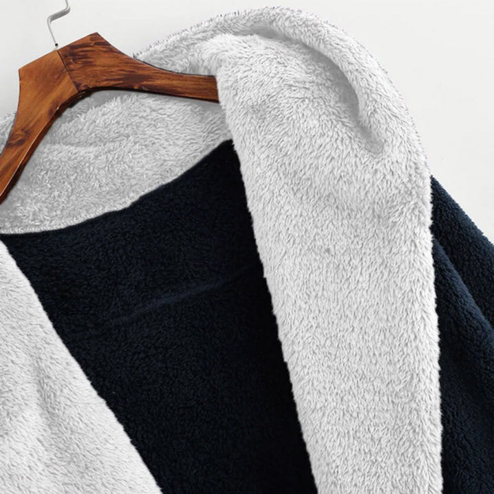Damen Oversized Kunstfell-Kapuzenmantel mit kontrastierender Teddy-Innenseite und Rippbündchen Drune