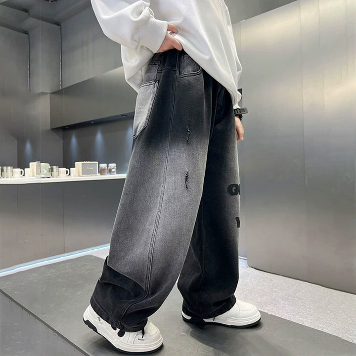 Unisex moderne Baggy-Jeans mit grafischem Druck Drune