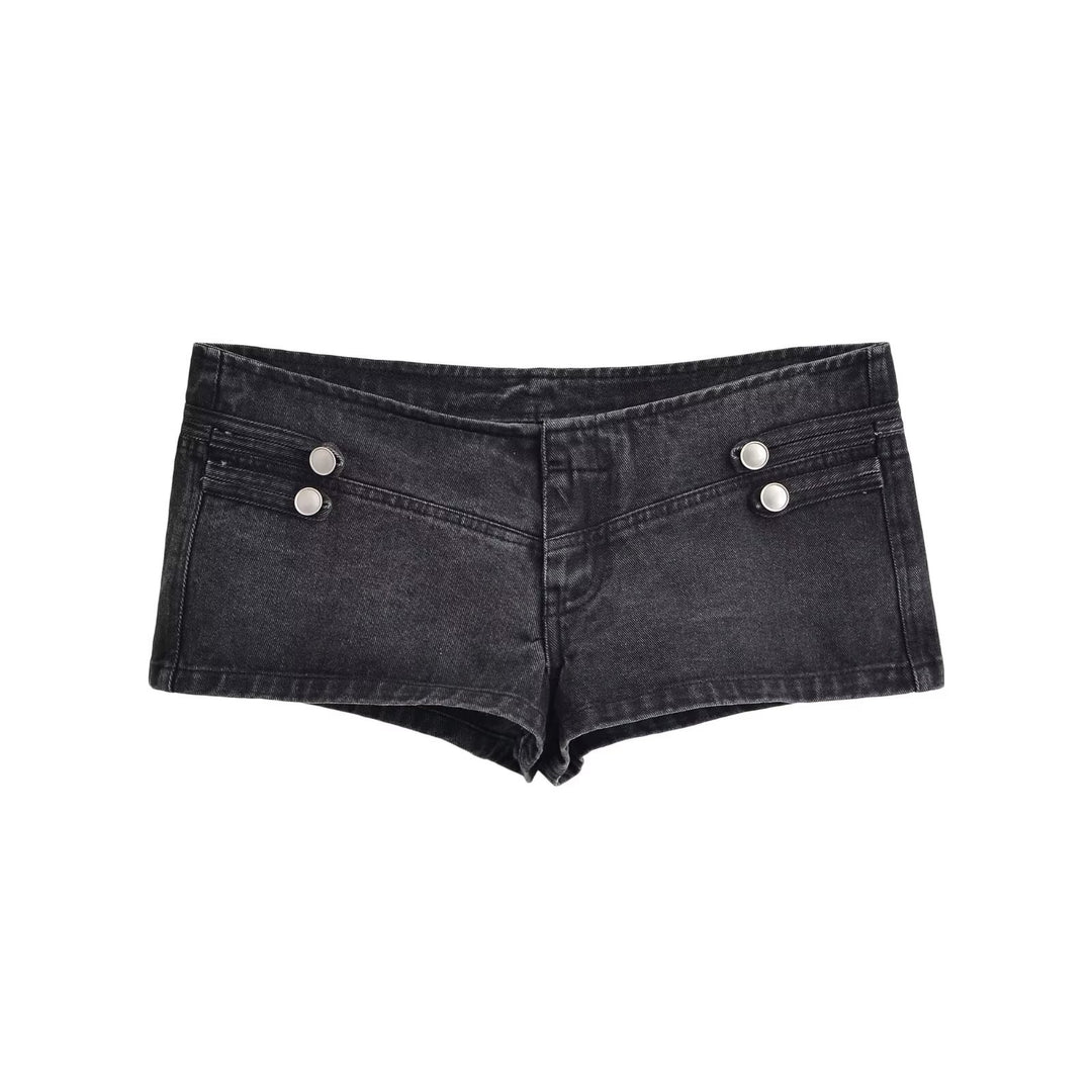 Damen Jeansjacke im Military-Stil mit Stehkragen und dekorativen Zierknopfleisten Drune